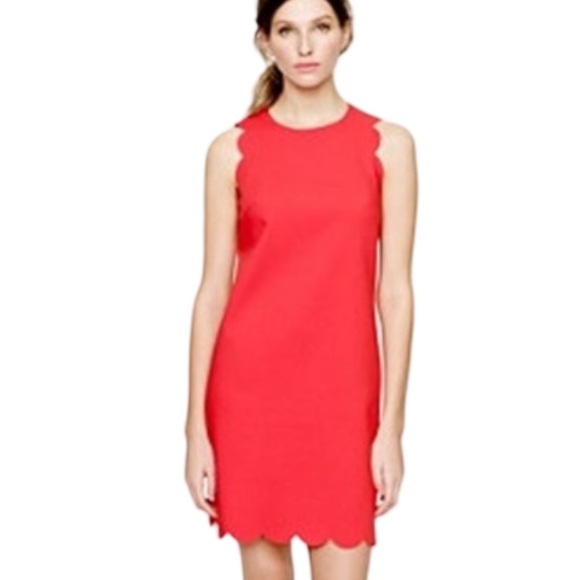 NWT J. Crew Sleeveless Scallop Sheath Dress in Red - Picture 1 of 5